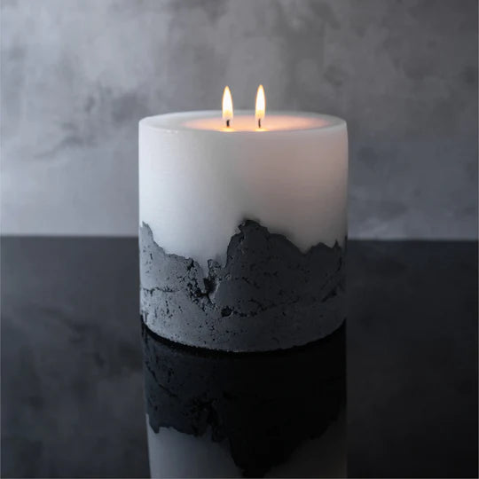 RUSTIC RAW CEMENT CHUNKY CANDLE CONCRETE
