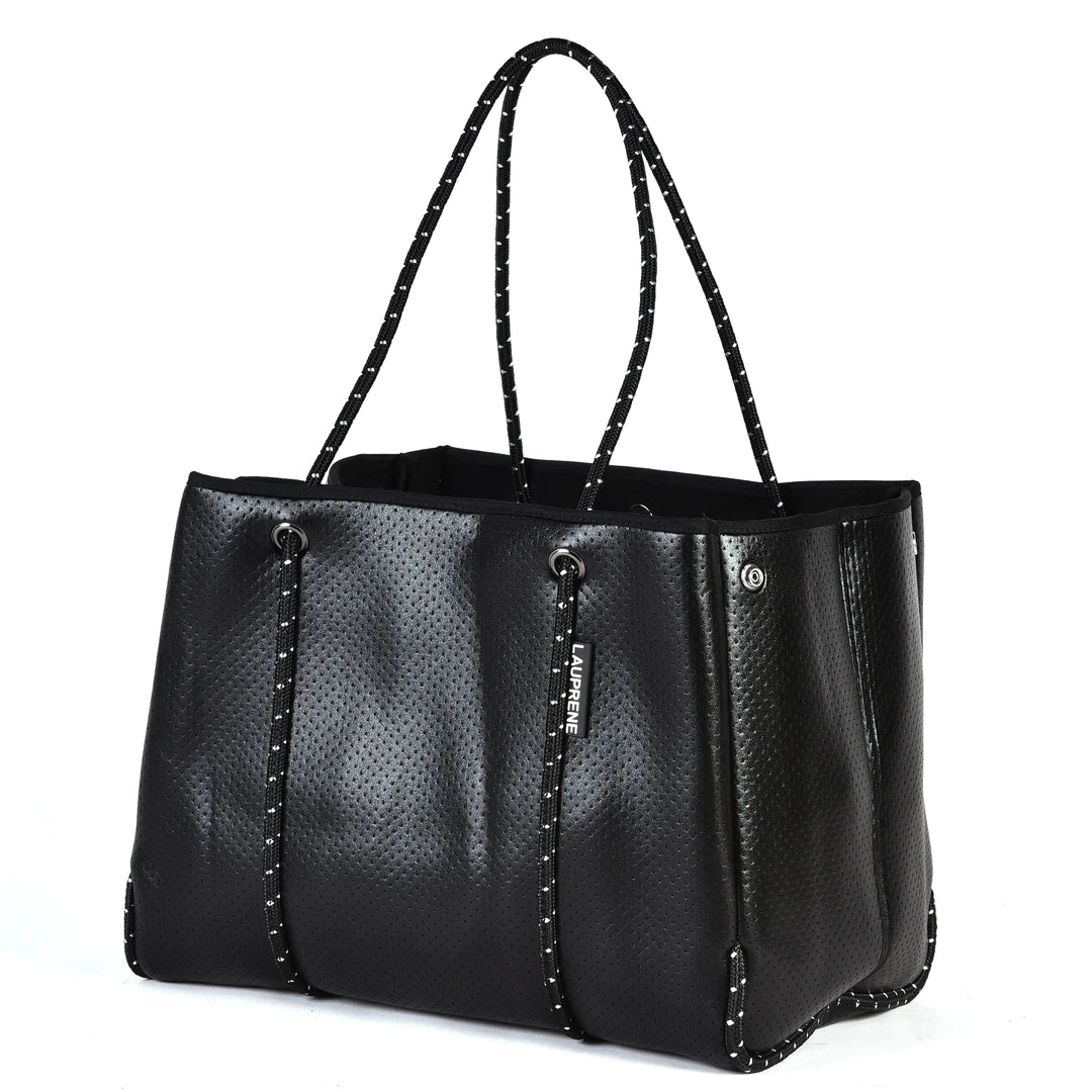 METALLIC BLACK LAUPRENE TOTE BAG