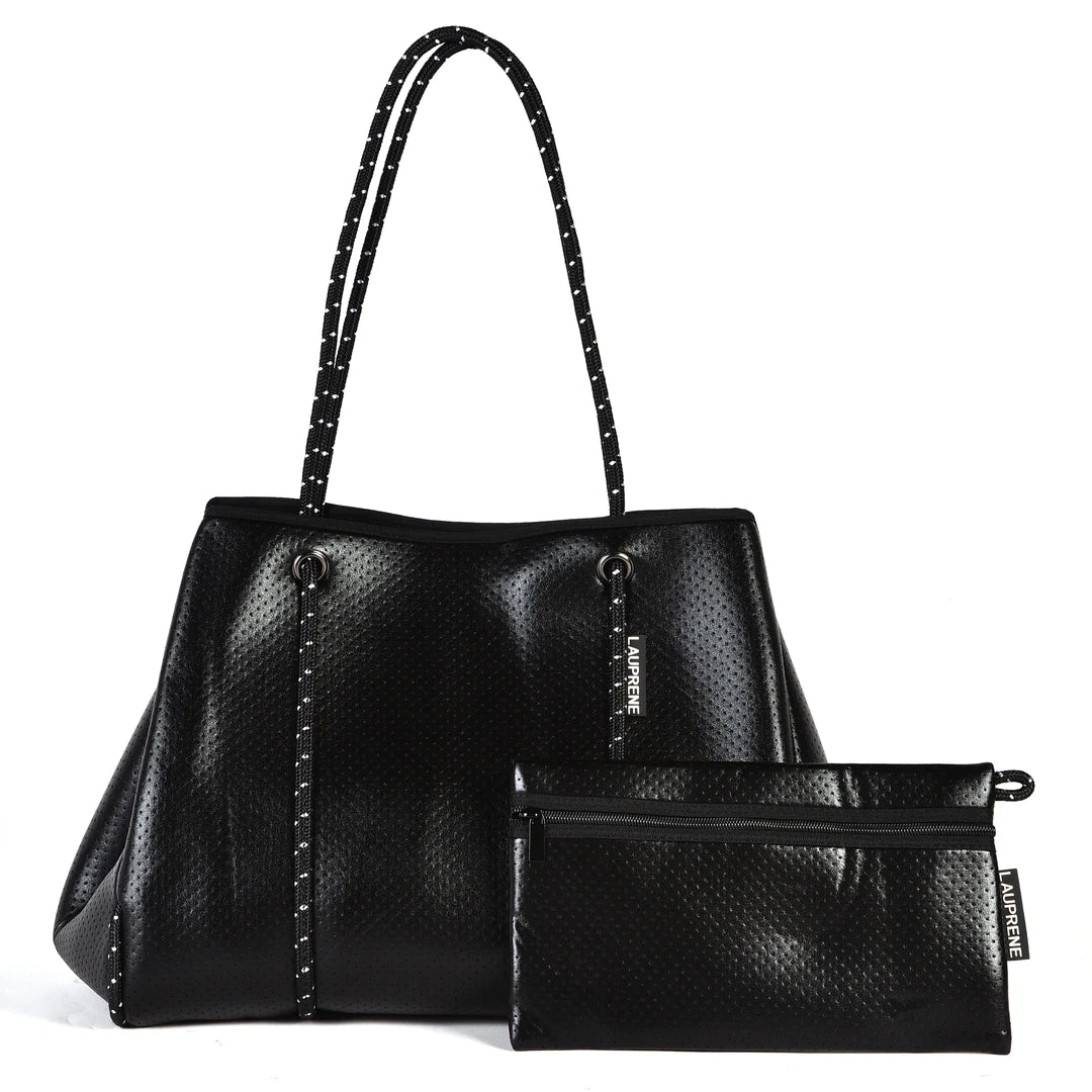 METALLIC BLACK LAUPRENE TOTE BAG