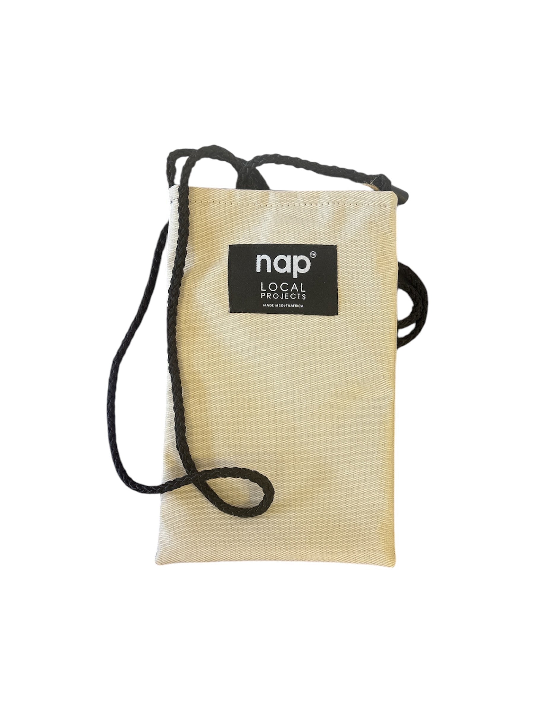NAP CANVAS CELLPHONE HOLDER WITH STRING BLACK AND STONE