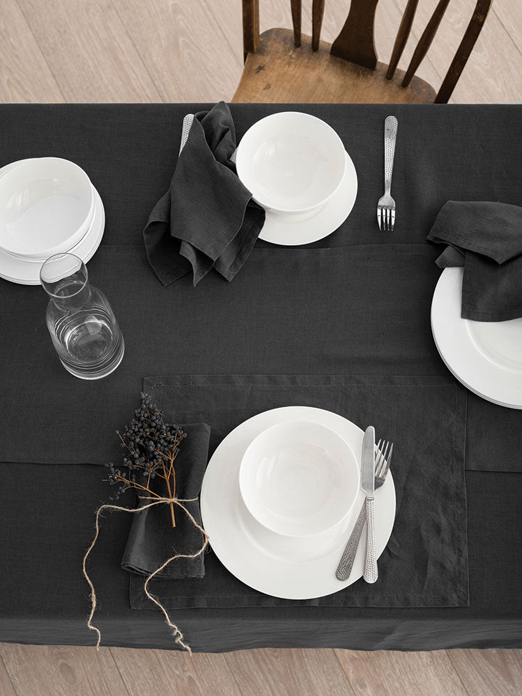 TABLE LINEN WHITE-STONE-CHARCOAL