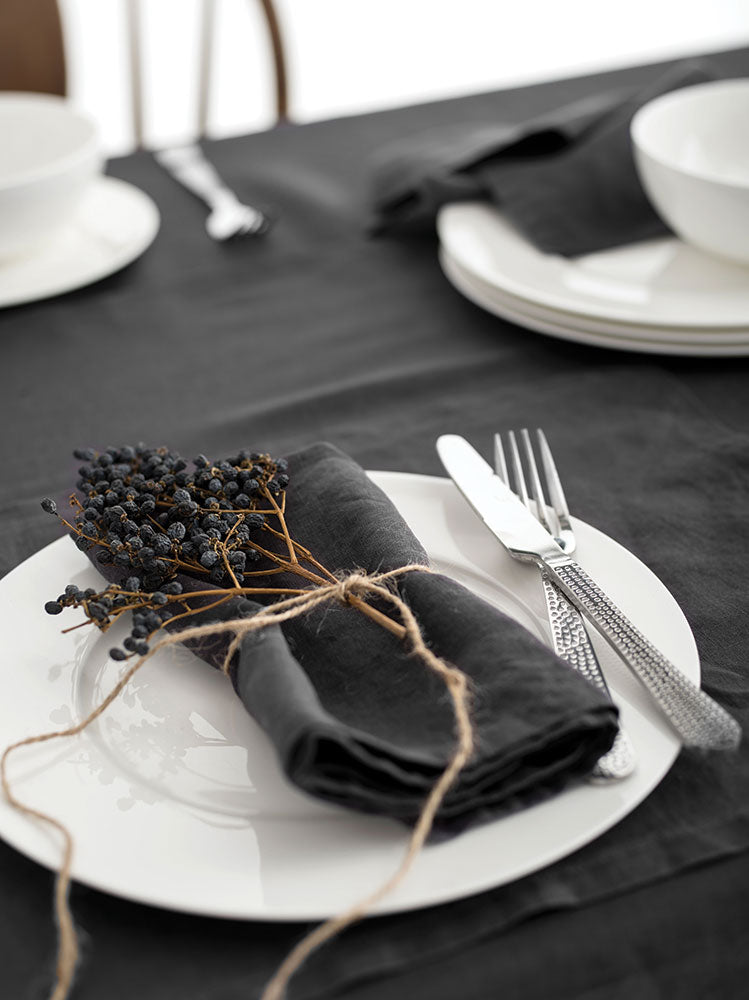 TABLE LINEN WHITE-STONE-CHARCOAL