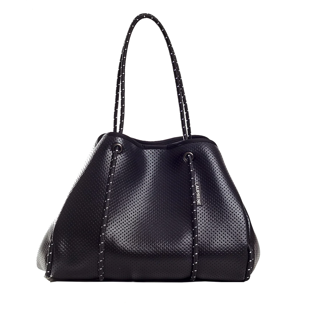 METALLIC BLACK LAUPRENE TOTE BAG