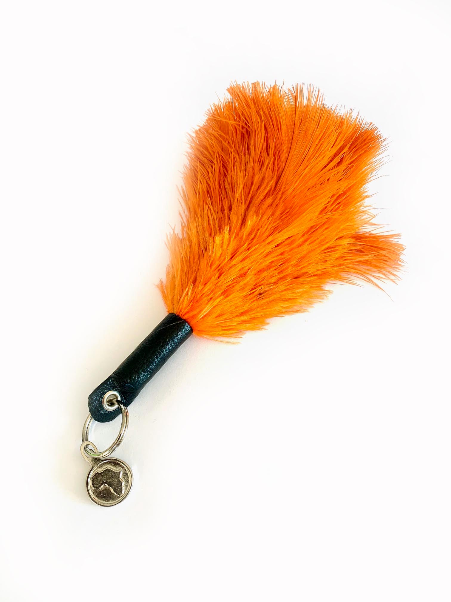 NATURAL OSTRICH FEATHER KEYRING