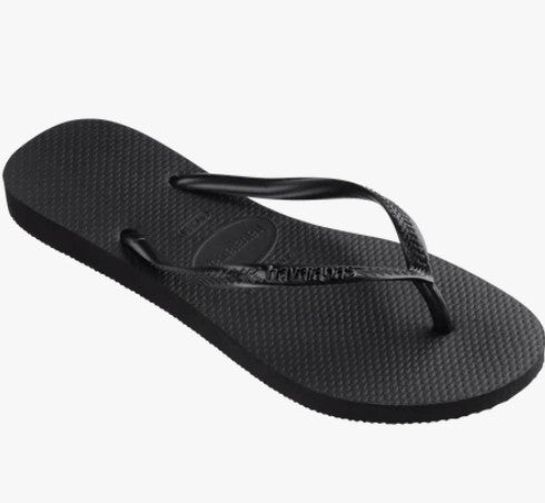 HAVAIANAS SLIM FLIP FLOPS - BLACK & GOLD
