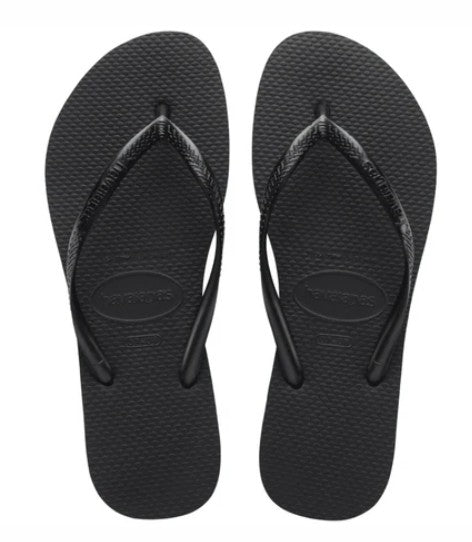 HAVAIANAS SLIM FLIP FLOPS - BLACK & GOLD