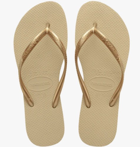 HAVAIANAS SLIM FLIP FLOPS - BLACK & GOLD