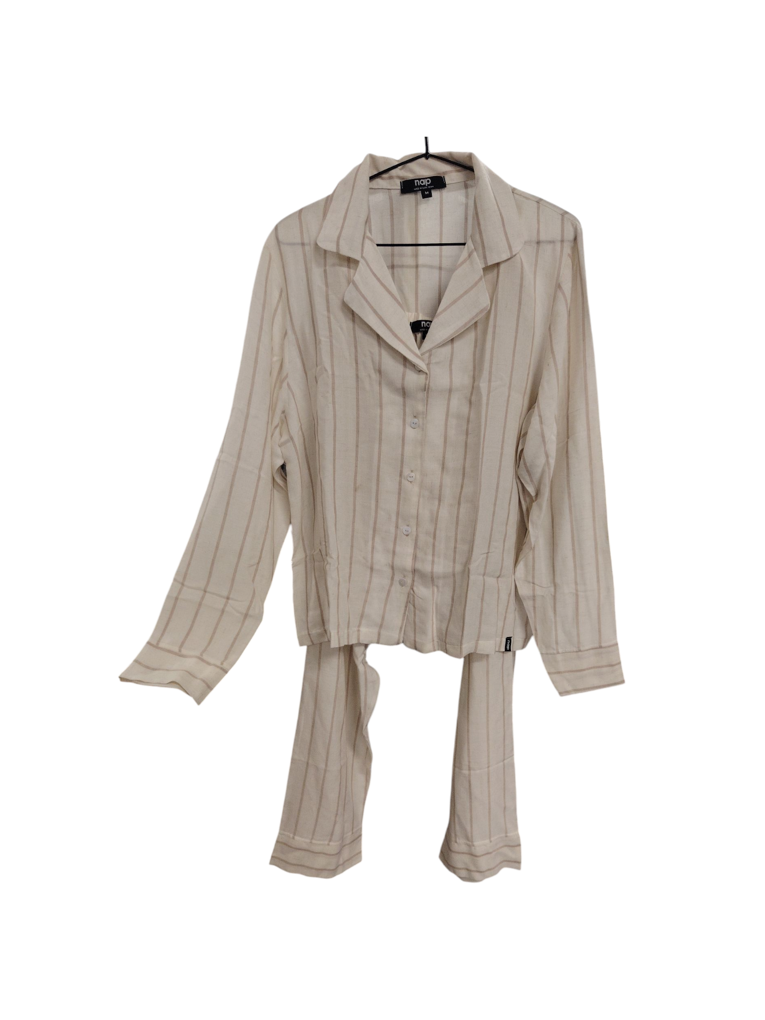 NAP PJ SET- STONE STRIPE SHORT SLEEVE LONG PANT