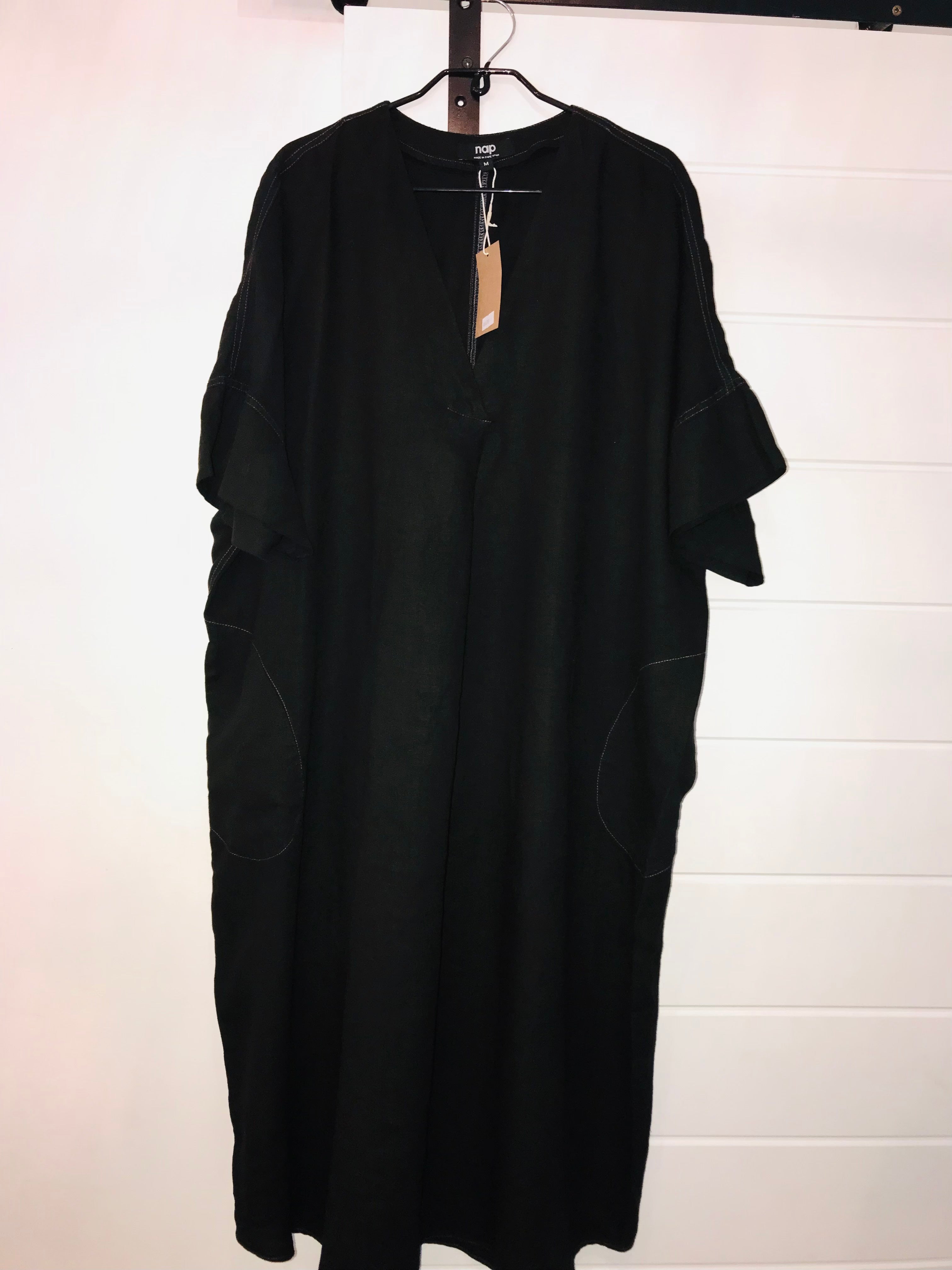 PURE LINEN V-NECK DRESS