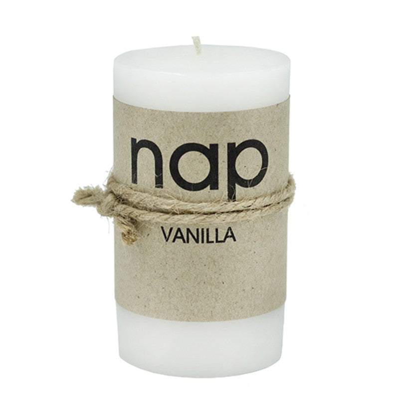 NAP WHITE VANILLA SCENTED PILLAR CANDLES