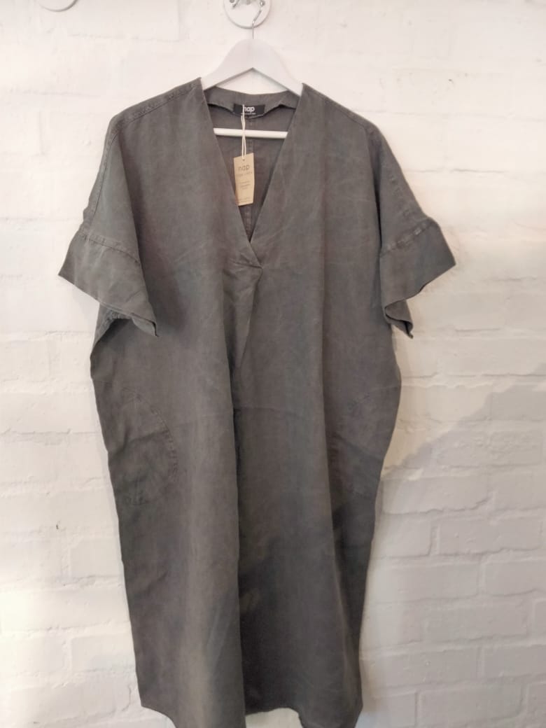 PURE LINEN V-NECK DRESS