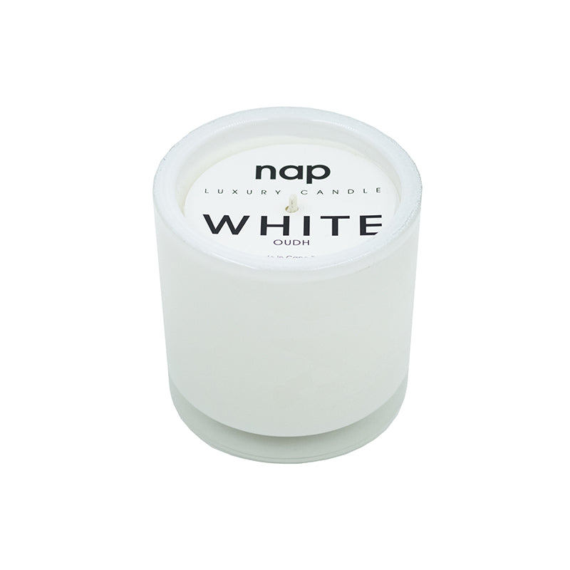 WHITE OUDH LUXURY GLASS CANDLE